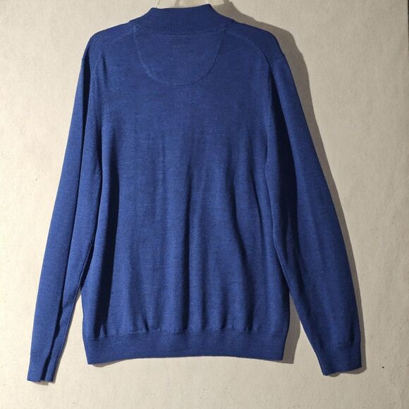 Nordstrom Merino Wool Henley Sweater 1/4 Zip  Mens XL Blue Preppy Small Flaw - Picture 10 of 10